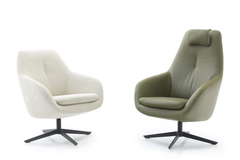 City LD_Drehsessel Hoch_Leder W10 olive_Extra Kopfstuetze_Drehsessel niedrig_Tori 102 ecru_KMF11 schwarz_1 (2)